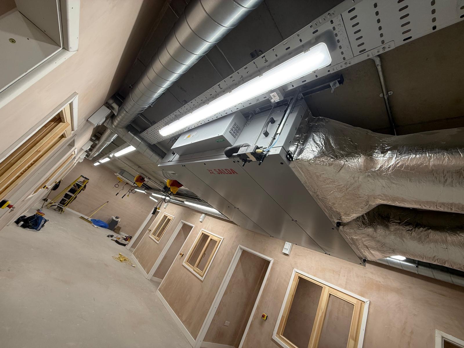 Commercial air handling equipment, containment and lighting installation