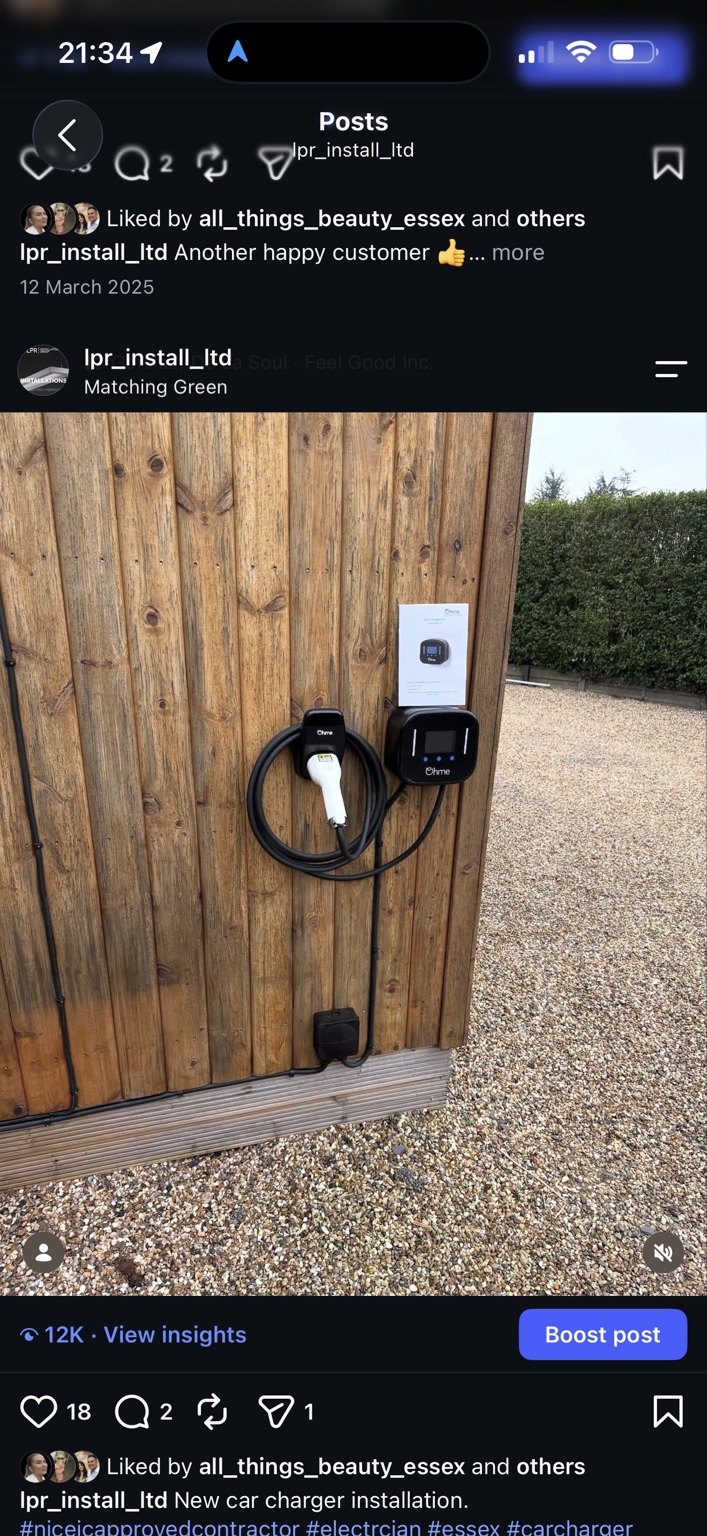 Recent Ohme home EV charger installed externally by LPR